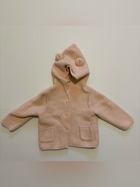 GAP Baby Hooded Knit Cardigan in Pale Pink 6-12M